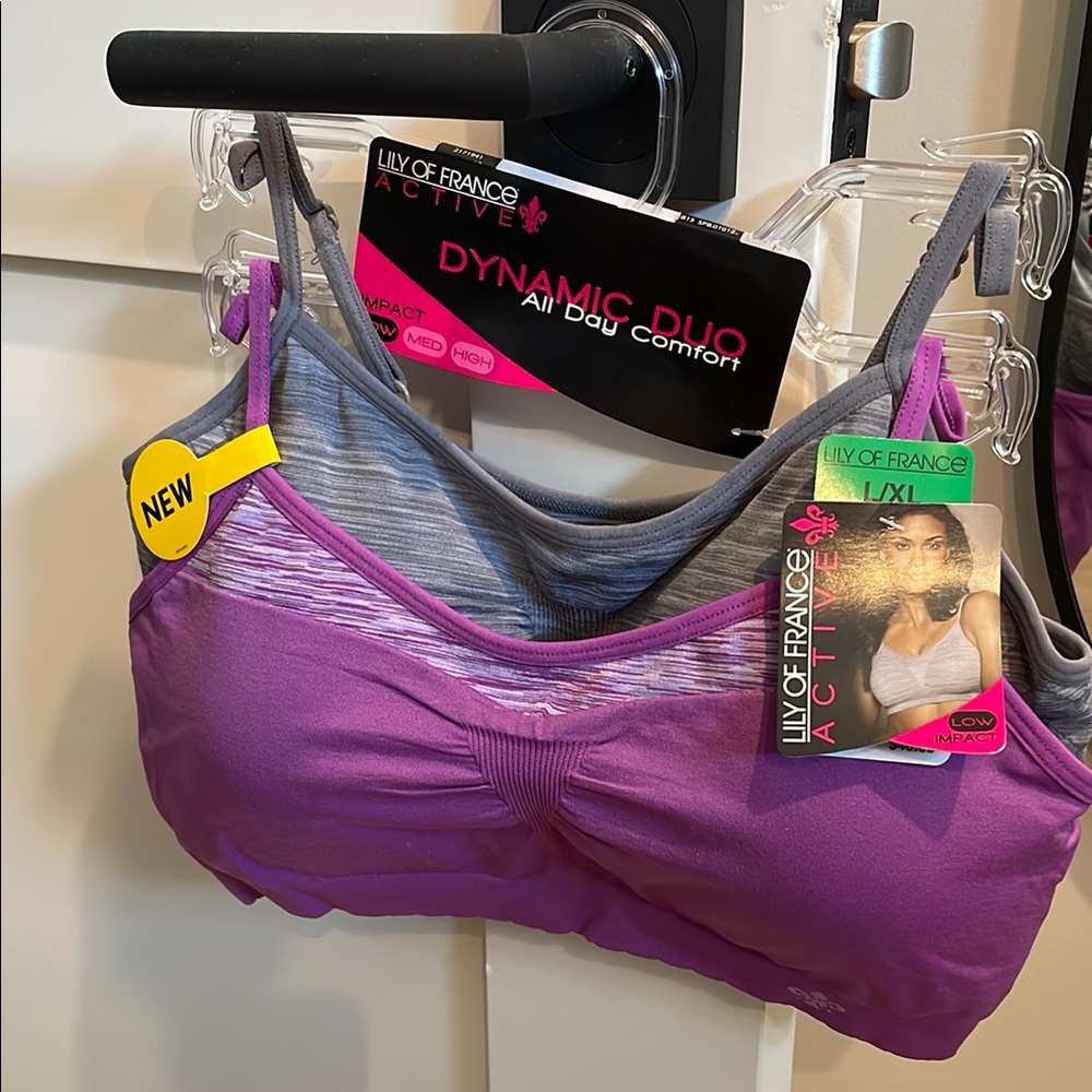 Lily of France Purple and Gray Sports Bra with Supportive Design